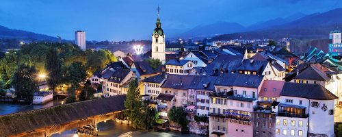 evening view over old Olten, Switzerland